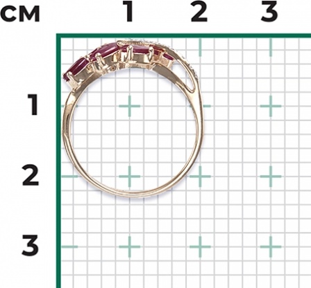 Кольцо с рубинами и бриллиантами из красного золота (арт. 2442102)