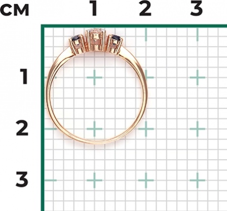 Кольцо с сапфирами и бриллиантом из красного золота (арт. 2444266)
