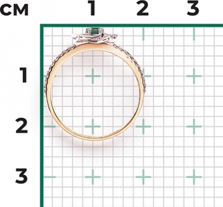 Кольцо с бриллиантами и изумрудом из комбинированного золота (арт. 2444358)