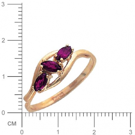 Кольцо с 3 рубинами из красного золота  (арт. 300081)