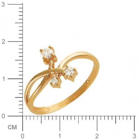 Кольцо с 3 бриллиантами из красного золота  (арт. 300206)