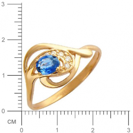 Кольцо с 6 бриллиантами, 1 сапфиром из красного золота  (арт. 300215)
