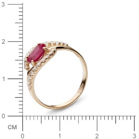 Кольцо с 22 бриллиантами, 1 рубином из красного золота (арт. 300217)