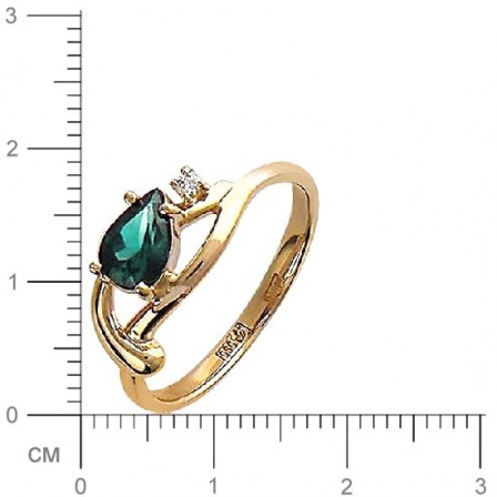 Кольцо с 1 бриллиантом, изумрудом из красного золота  (арт. 300227)