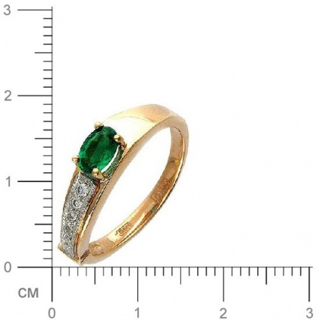 Кольцо с 4 бриллиантами, изумрудом из красного золота  (арт. 300246)