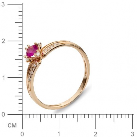 Кольцо с 24 бриллиантами, 1 рубином из красного золота  (арт. 300284)