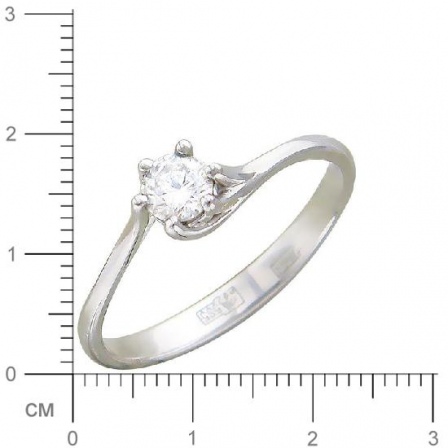Кольцо с 1 бриллиантом из белого золота  (арт. 300308)
