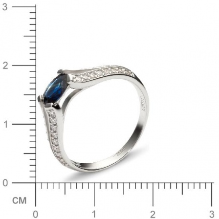 Яркое кольцо с 48 бриллиантами, 1 сапфиром из белого золота  (арт. 300312)