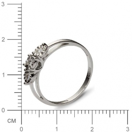 Кольцо с 3 бриллиантами из белого золота  (арт. 300343)