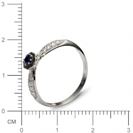 Кольцо с 20 бриллиантами, 1 сапфиром из белого золота  (арт. 300358)