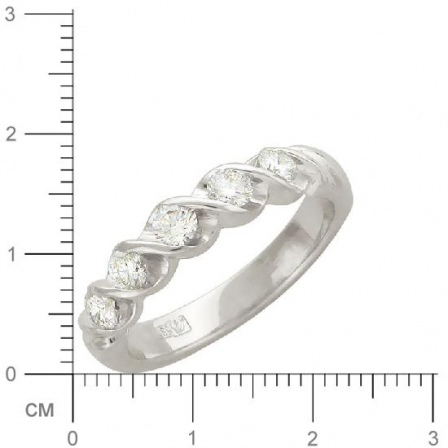 Кольцо с 5 бриллиантами из белого золота  (арт. 300400)