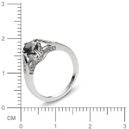 Кольцо с 30 бриллиантами, 1 сапфиром из белого золота  (арт. 300413)