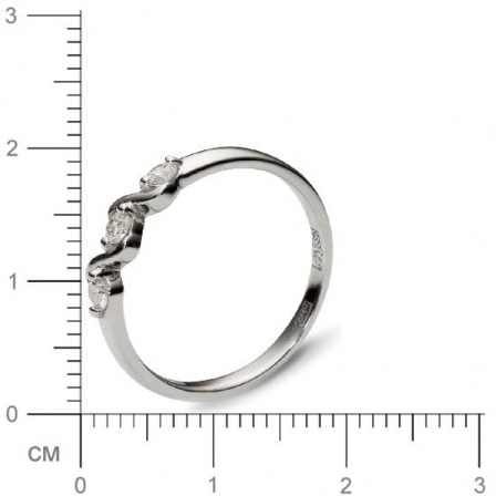 Кольцо с 3 бриллиантами из белого золота  (арт. 300427)