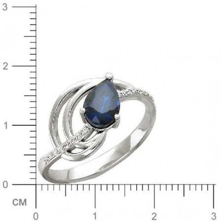 Кольцо с 16 бриллиантами, 1 сапфиром из белого золота  (арт. 300450)