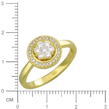 Кольцо с 32 бриллиантами из жёлтого золота 750 пробы (арт. 300497)