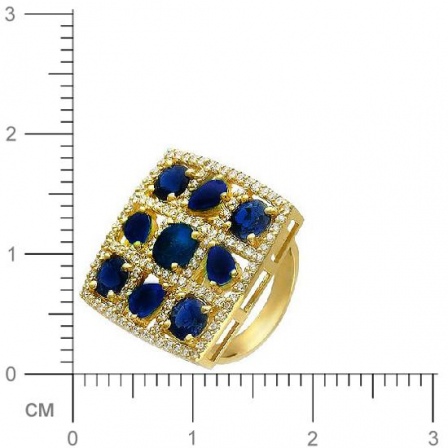 Кольцо с 112 бриллиантами, 9 сапфирами из жёлтого золота 750 пробы (арт. 300503)