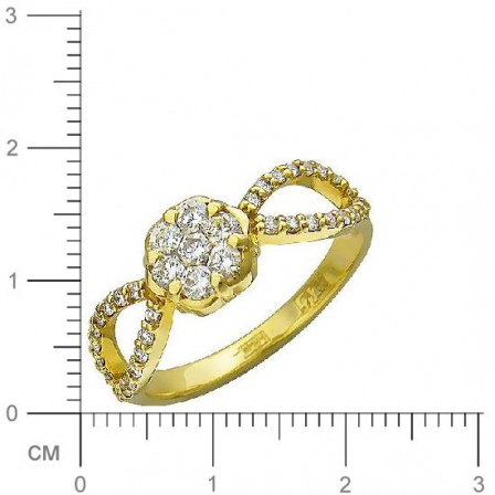 Кольцо с 41 бриллиантами из жёлтого золота 750 пробы (арт. 300508)