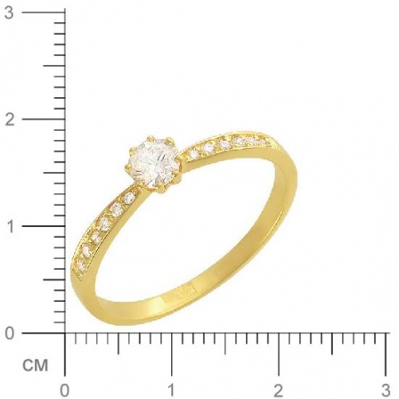 Кольцо с 13 бриллиантами из жёлтого золота 750 пробы (арт. 300512)