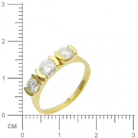 Кольцо с 3 бриллиантами из жёлтого золота 750 пробы (арт. 300544)
