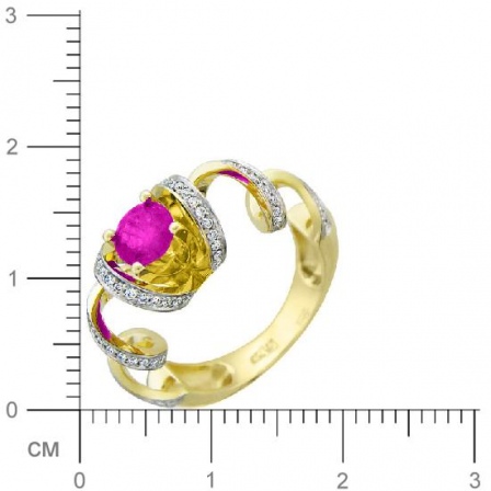 Кольцо с 84 бриллиантами, 1 турмалином из жёлтого золота 750 пробы (арт. 300596)