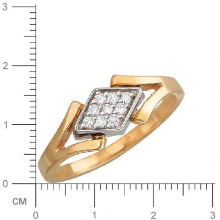 Кольцо с 9 бриллиантами из комбинированного золота  (арт. 300606)