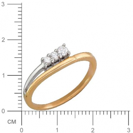 Кольцо с 3 бриллиантами из комбинированного золота  (арт. 300609)