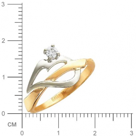 Кольцо с 1 бриллиантом из комбинированного золота  (арт. 300640)