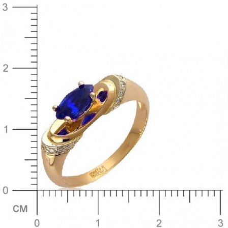 Кольцо с 14 бриллиантами, 1 сапфиром из комбинированного золота  (арт. 300650)