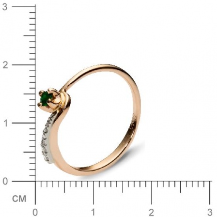 Кольцо с 6 бриллиантами, изумрудом из комбинированного золота  (арт. 300654)