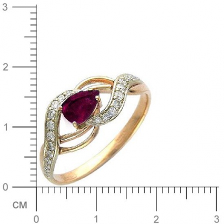 Кольцо с 26 бриллиантами, 1 рубином из комбинированного золота  (арт. 300666)