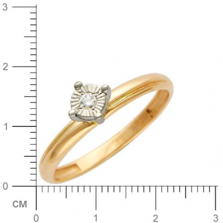 Кольцо с 1 бриллиантом из комбинированного золота  (арт. 300671)