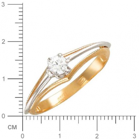 Кольцо с 1 бриллиантом из комбинированного золота  (арт. 300683)