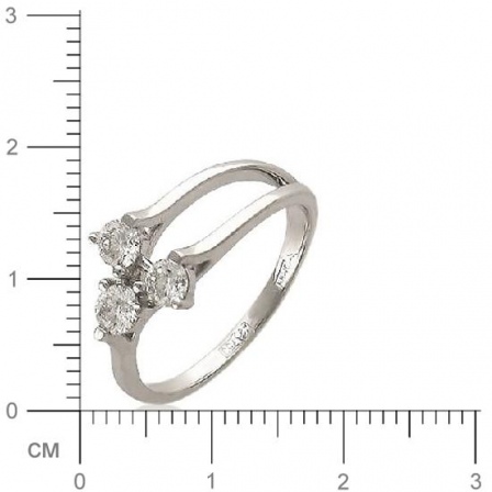 Кольцо с 3 бриллиантами из белого золота 750 пробы (арт. 300722)