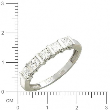 Кольцо с 5 бриллиантами из белого золота 750 пробы (арт. 300752)