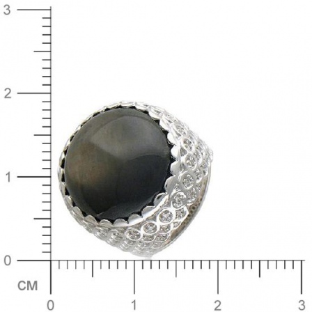 Кольцо с 130 бриллиантами, 1 сапфиром из белого золота 750 пробы (арт. 300757)