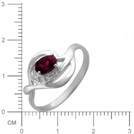 Кольцо с 5 бриллиантами, 1 рубином из белого золота 750 пробы (арт. 300781)