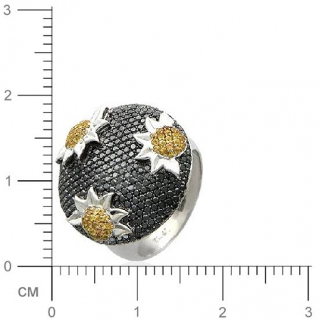 Кольцо Цветы с 57 бриллиантами, 256 сапфирами из белого золота 750 пробы (арт. 300820)