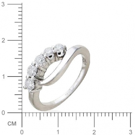 Кольцо с 5 бриллиантами из белого золота 750 пробы (арт. 300866)