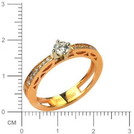 Кольцо с 15 бриллиантами из комбинированного золота 750 пробы (арт. 300886)