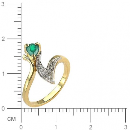 Кольцо с 8 бриллиантами, изумрудом из комбинированного золота 750 пробы (арт. 300888)