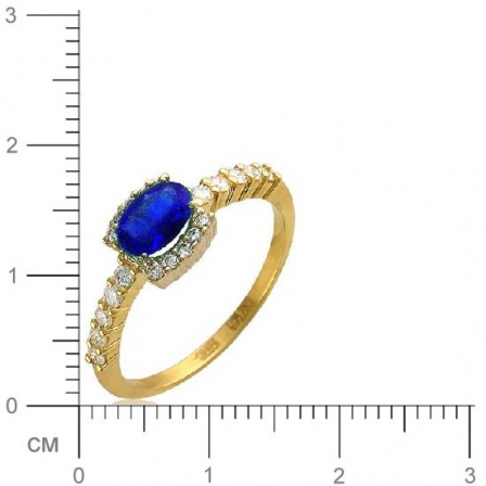 Кольцо с 20 бриллиантами, 1 сапфиром из комбинированного золота 750 пробы (арт. 300905)