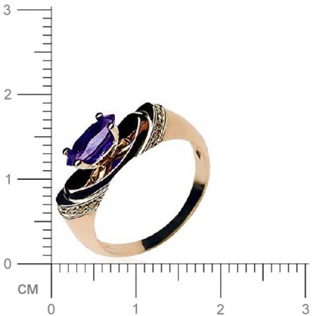 Кольцо с 14 бриллиантами, 1 сапфиром из комбинированного золота 750 пробы (арт. 300912)