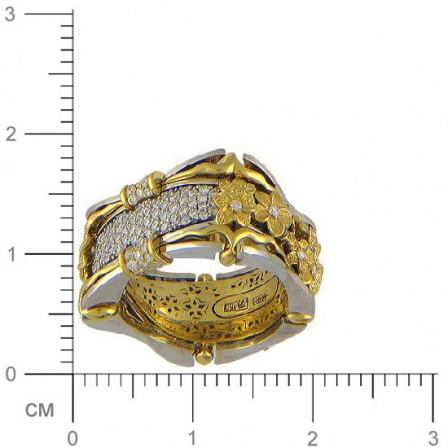 Кольцо Цветы с 148 бриллиантами из комбинированного золота 750 пробы (арт. 300917)