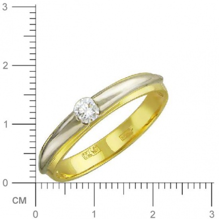Кольцо с 1 бриллиантом из комбинированного золота 750 пробы (арт. 300934)