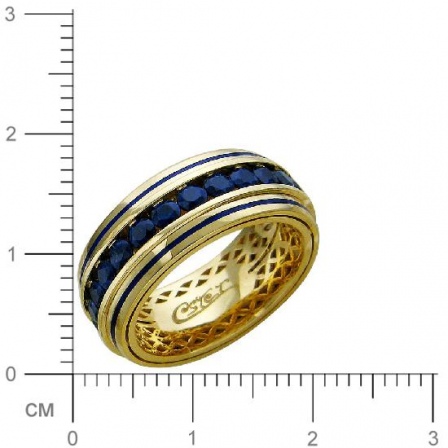Кольцо с 25 сапфирами, эмалью из жёлтого золота 750 пробы (арт. 301089)