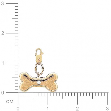 Подвеска Собачья косточка с 1 бриллиантом из красного золота  (арт. 301202)