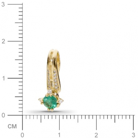 Подвеска с 16 бриллиантами, изумрудом из жёлтого золота  (арт. 301276)