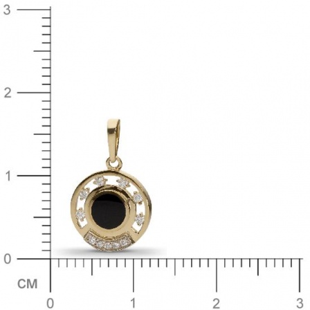 Подвеска с 11 бриллиантами, 1 ониксом из комбинированного золота 750 пробы (арт. 301395)