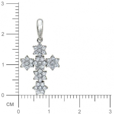 Крестик с бриллиантами из белого золота (арт. 301409)