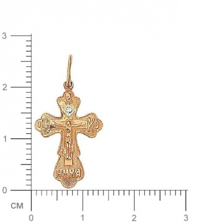 Крестик с 1 бриллиантом из комбинированного золота  (арт. 301415)